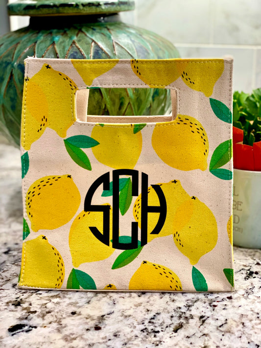 Personalized Lemon Lunch Tote