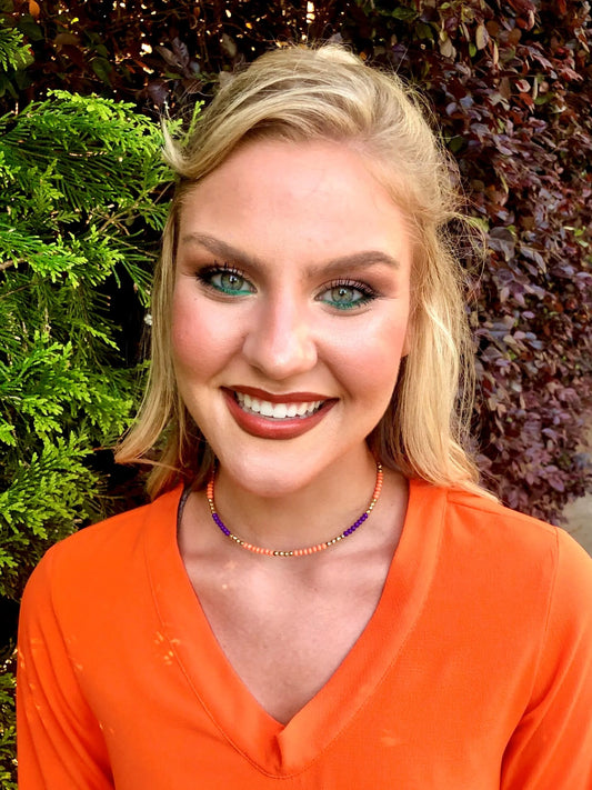 Beaded Wire Choker Orange and Purple